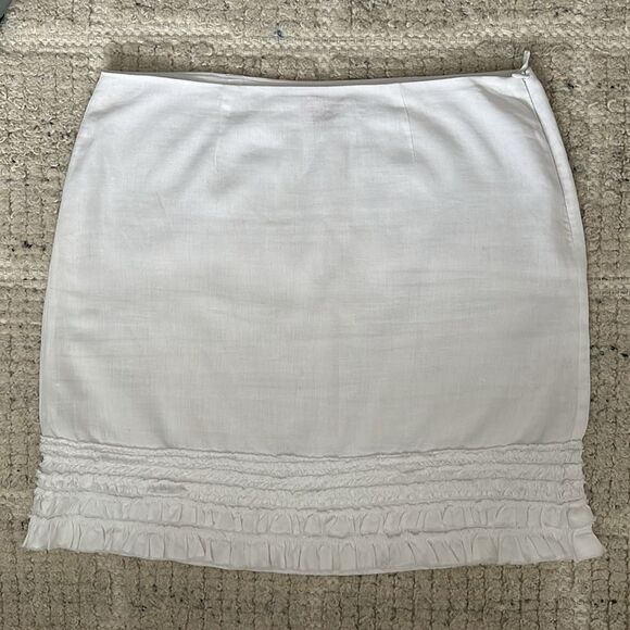 Tommy Bahama Two Palms Ruffle Linen Skirt White Size 10 - Picture 7 of 10